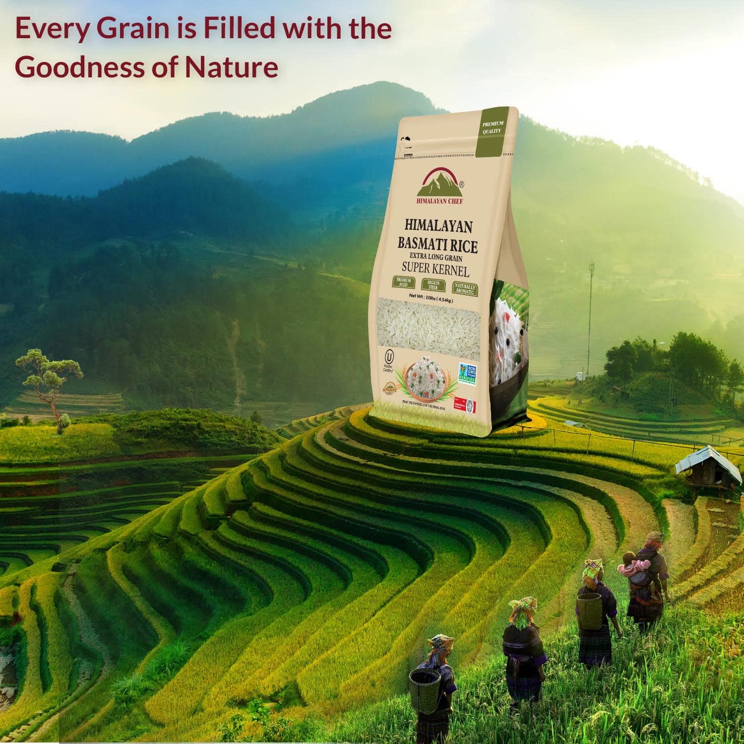 Himalayan Chef Basmati Rice,Extra Long Grain Rice Fluffy Quick Cooking Aromatic - 10 lbs.(Packaging May Vary)