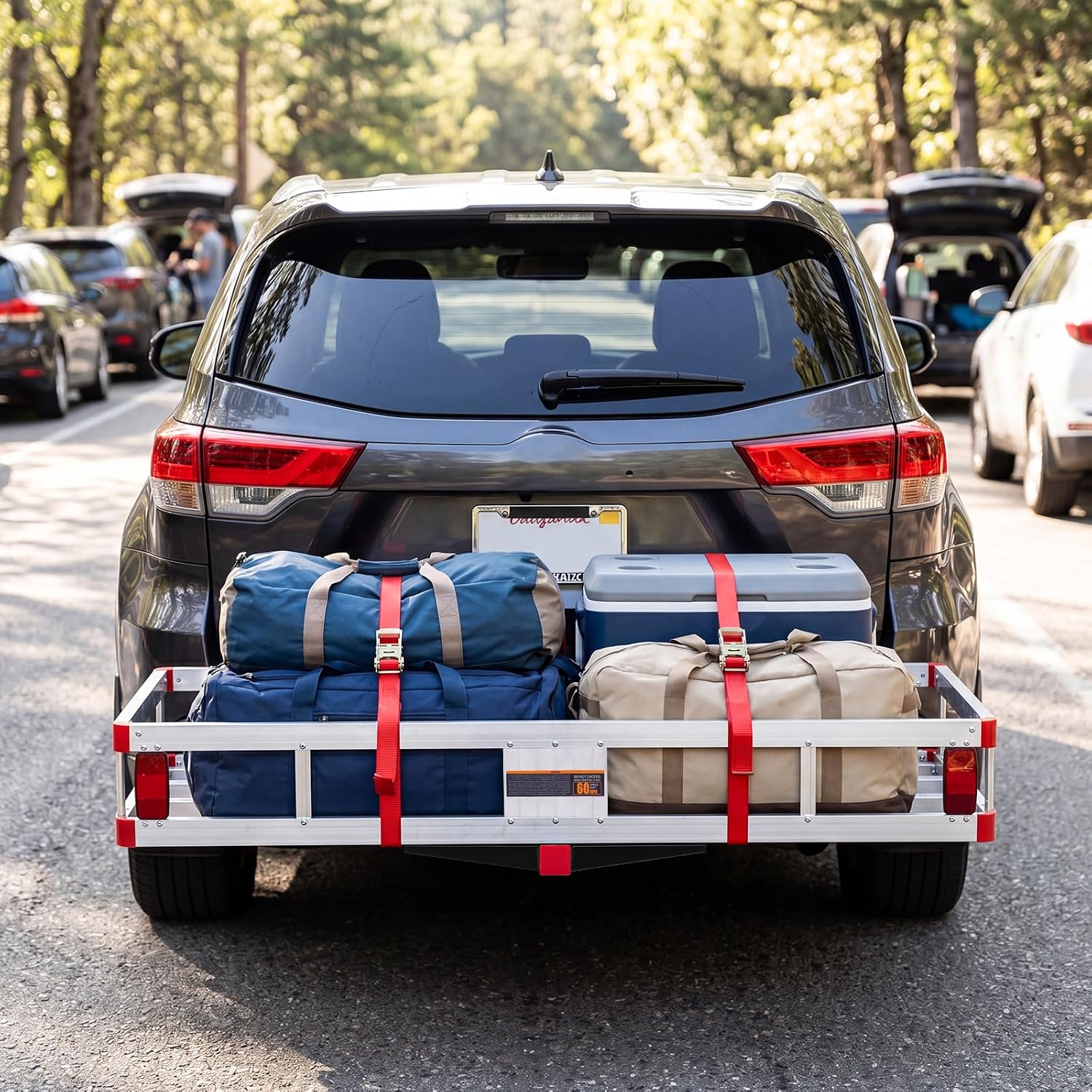 Goplus Hitch Cargo Carrier, Aluminum Hitch Mount Cargo Basket with 500LBS Capacity, Fits 2” Receiver