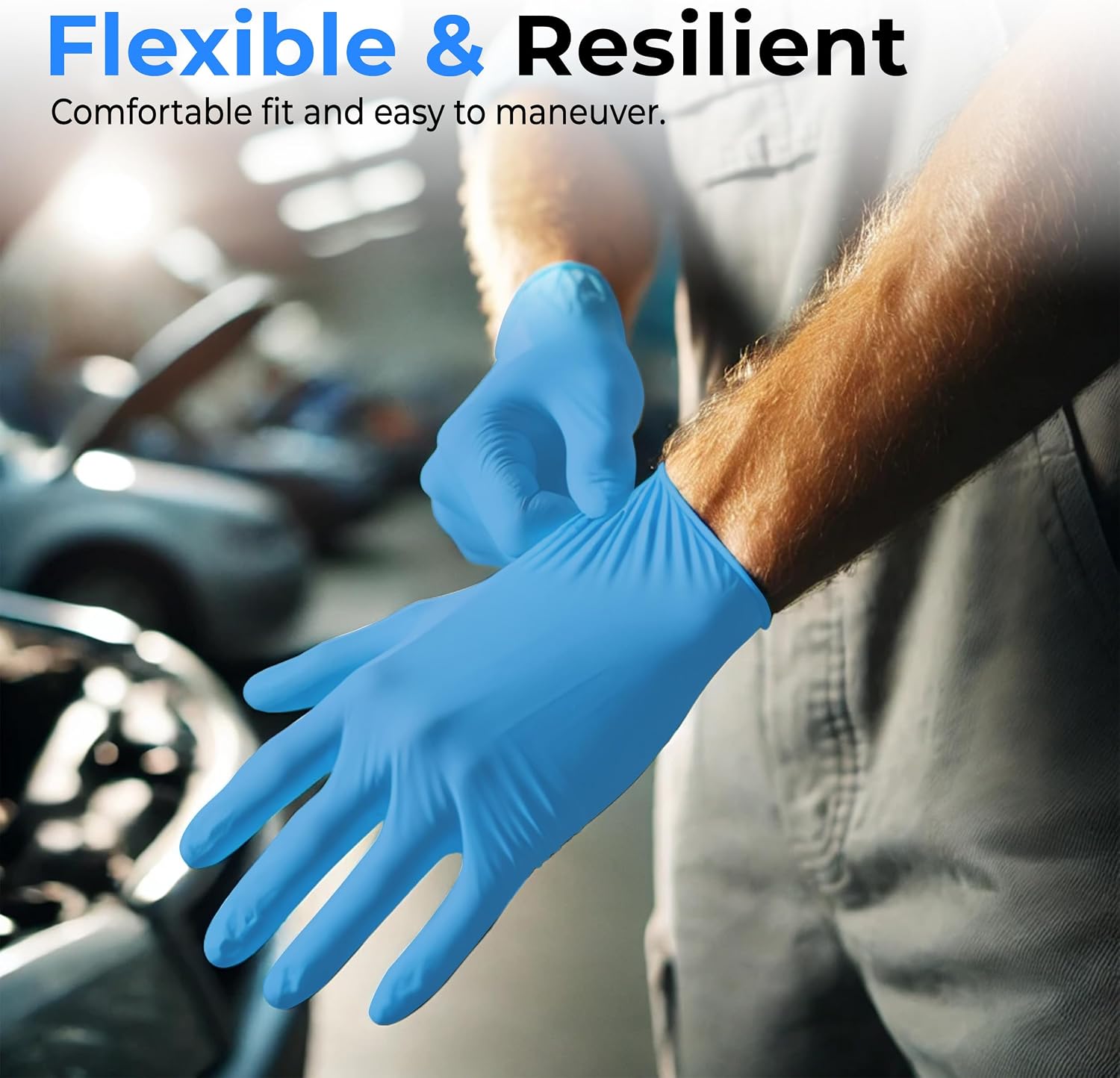 SereneLife 100 Pcs Nitrile Disposable Gloves - Soft Industrial Gloves, Vinyl Gloves Powder-Free, Latex-Free Protective Gloves, Soft and Comfortable