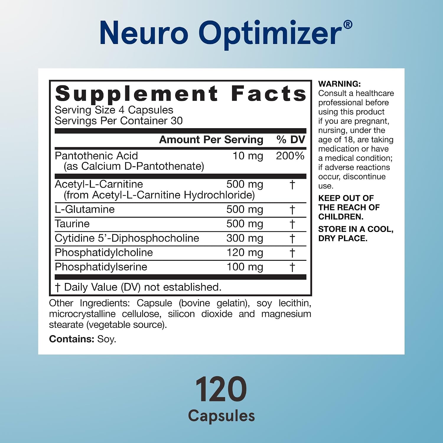 Jarrow Formulas Neuro Optimizer with 7 Neuro-Nutrient Ingredients, Dietary Supplement for Brain Health, Function, and Antioxidant Support