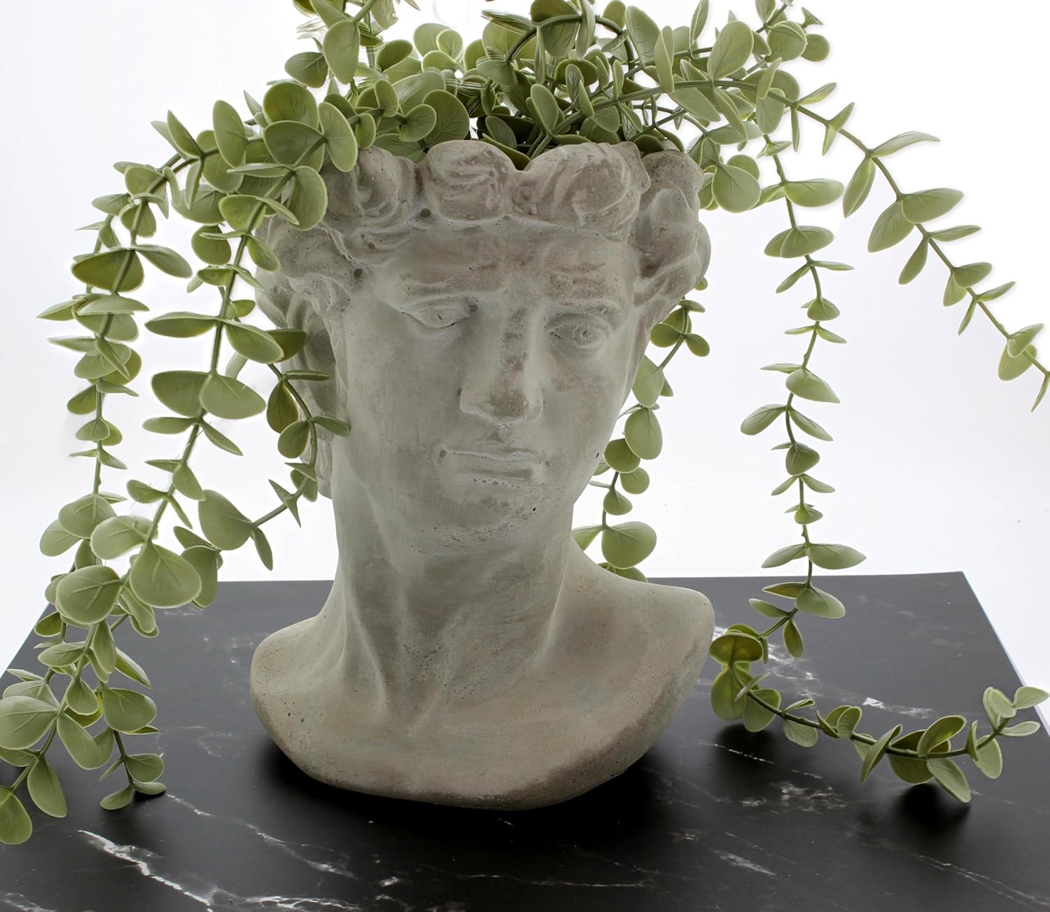 Greek Statue Head Cement Man Head David Planter (9")