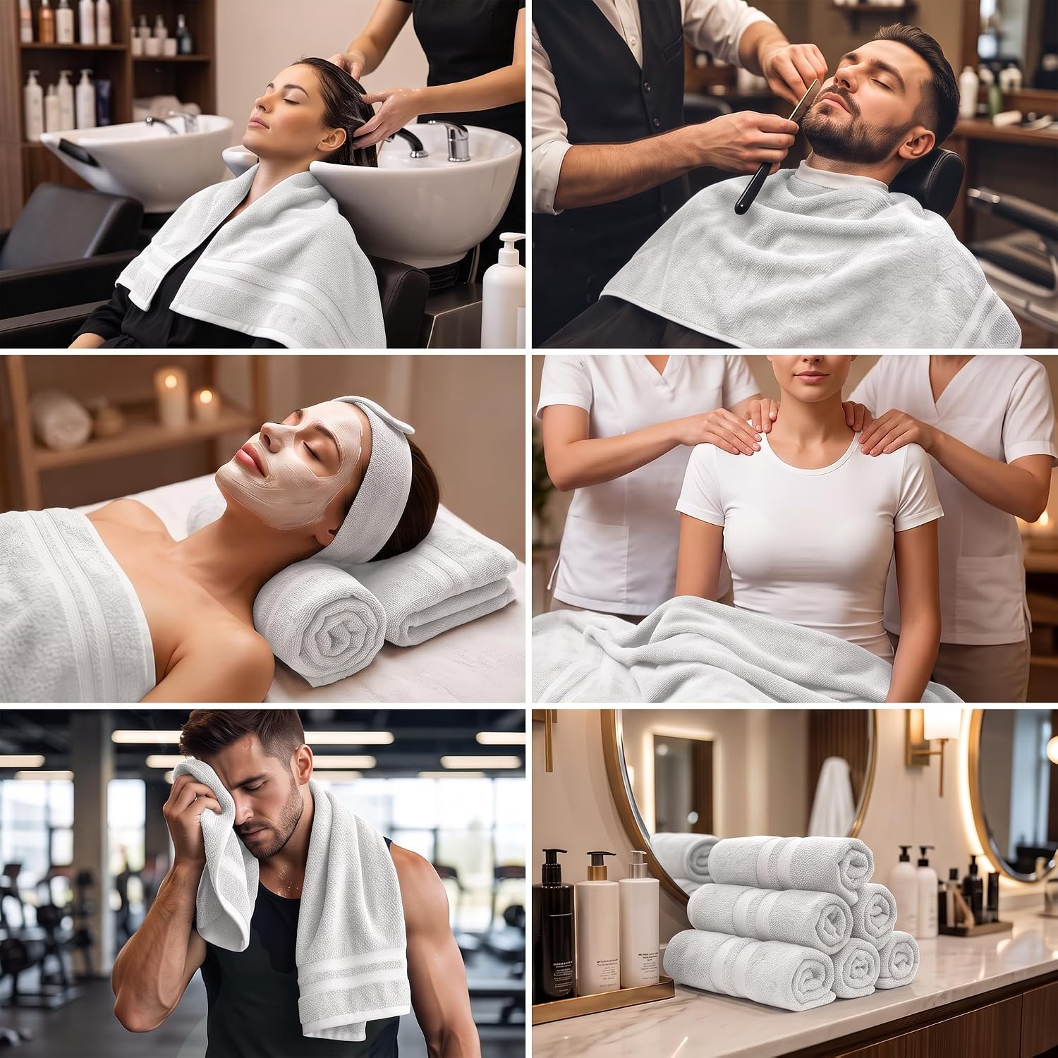 DAN RIVER 100% Cotton Salon Towels Set – 16x26 inches, Pack of 24, Highly Absorbent and Quick-Dry Towels for Hand, Salon, Spa, Beauty