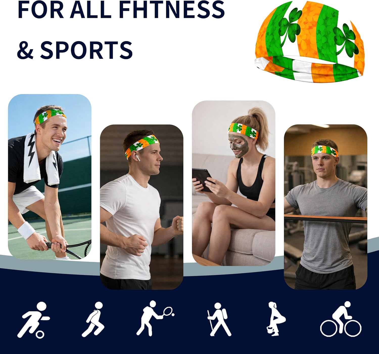 Sports Headband for Women Men,Flag Pattern Workout Head Band,Sweat Bands,Women Running Cycling Yoga Fitness,WorkoutSports Gift