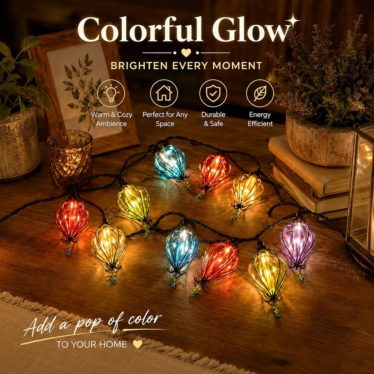 Vigdur Pineapple String Lights, 10FT Multicolor Patio Lights Outdoor
