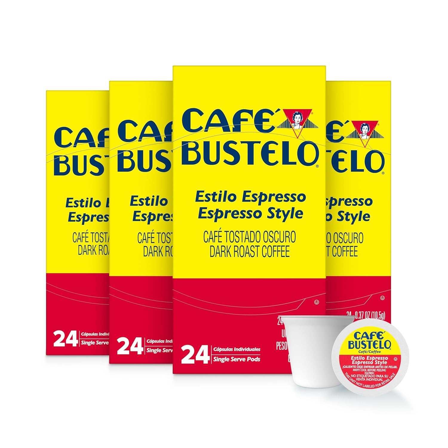 Café Bustelo Espresso Style Dark Roast, Single Serve Coffee Pods, 12 Count (Pack of 6)