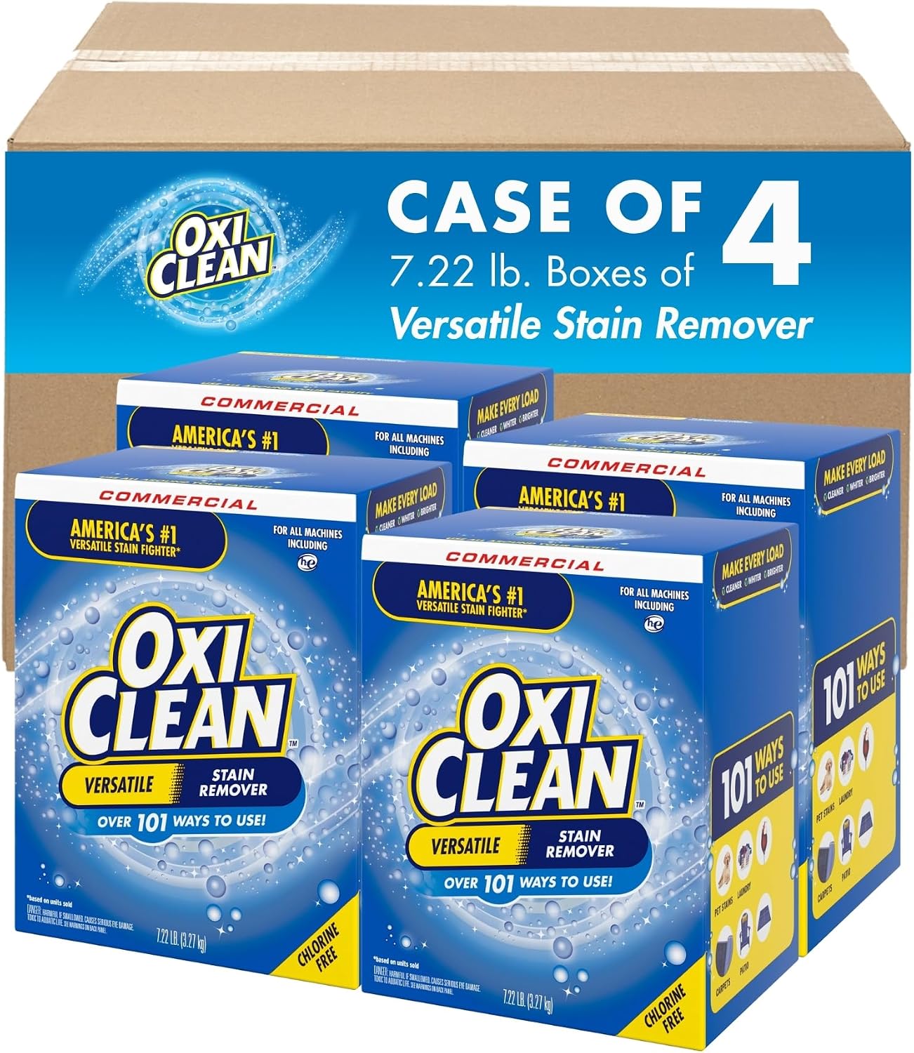 OxiClean Versatile Stain Remover Professional, 7.22 LB Box (Pack of 4) 156 Loads