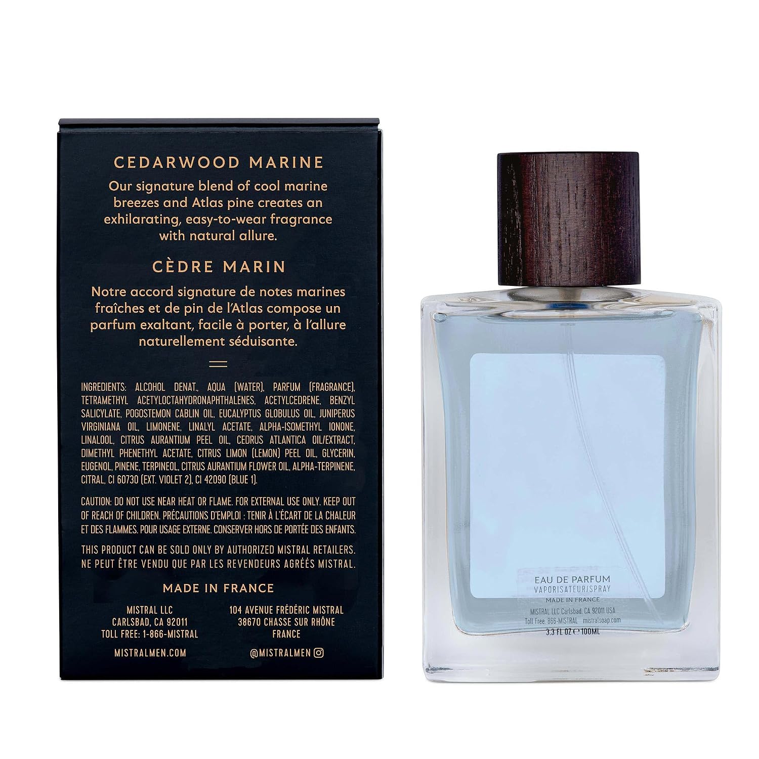 Mistral Bourbon Vanilla Eau de Parfum for Men, Men's Cologne, 3.4 Oz | Warm & Sweet Masculine Scent with Vanilla, Patchouli & Sandalwood, Cruelty-Free, Long-Lasting Perfume, Made in France