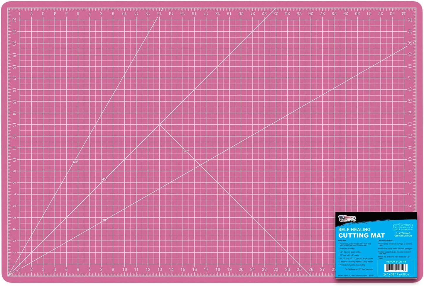 U.S. Art Supply 24" x 36" Self-Healing Cutting Mat 5-Ply - Double-Sided White/Blue Craft Mat, Non-Slip Cutting Mats for Crafts, Sewing, Quilting, Scrapbooking | Double-Sided White/Blue Craft Mat, Non-Slip Cutting Mats for Crafts, Sewing, Quilting, Scrapb…