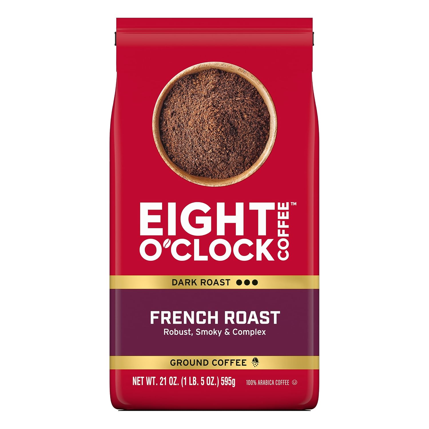 Eight O'Clock Coffee French Roast, 12 Ounce (Pack of 6) Dark Roast Ground Coffee, Robust, Smoky & Complex, 100% Arabica