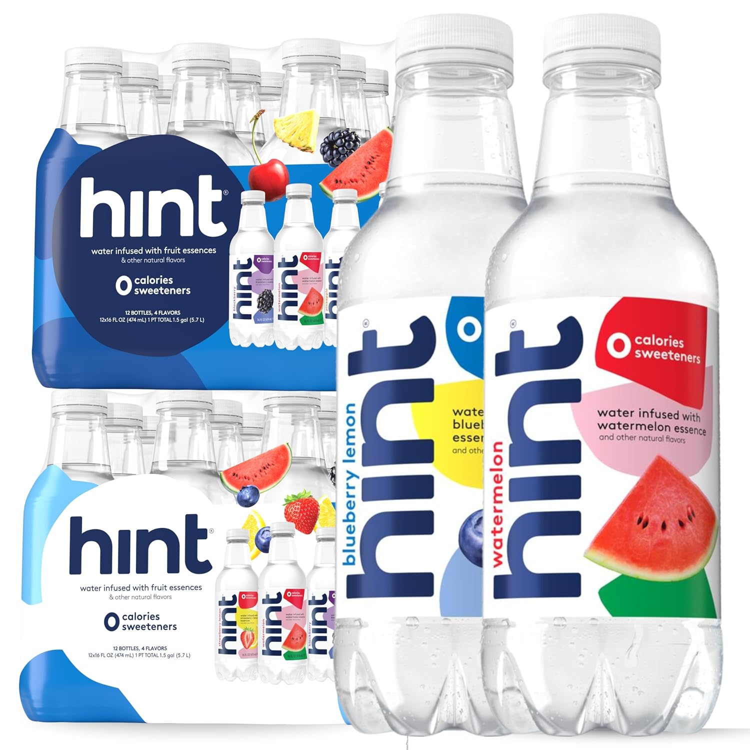 Hint Flavored Water Zero Sugar 0 Calories - Pineapple 16 FL Oz (12 pack) | Crisp, refreshing water, fruit flavors. 0 calories, 0 sugar, 0 sweeteners. Hydration for wellness. Gluten-free, Kosher, Vegan