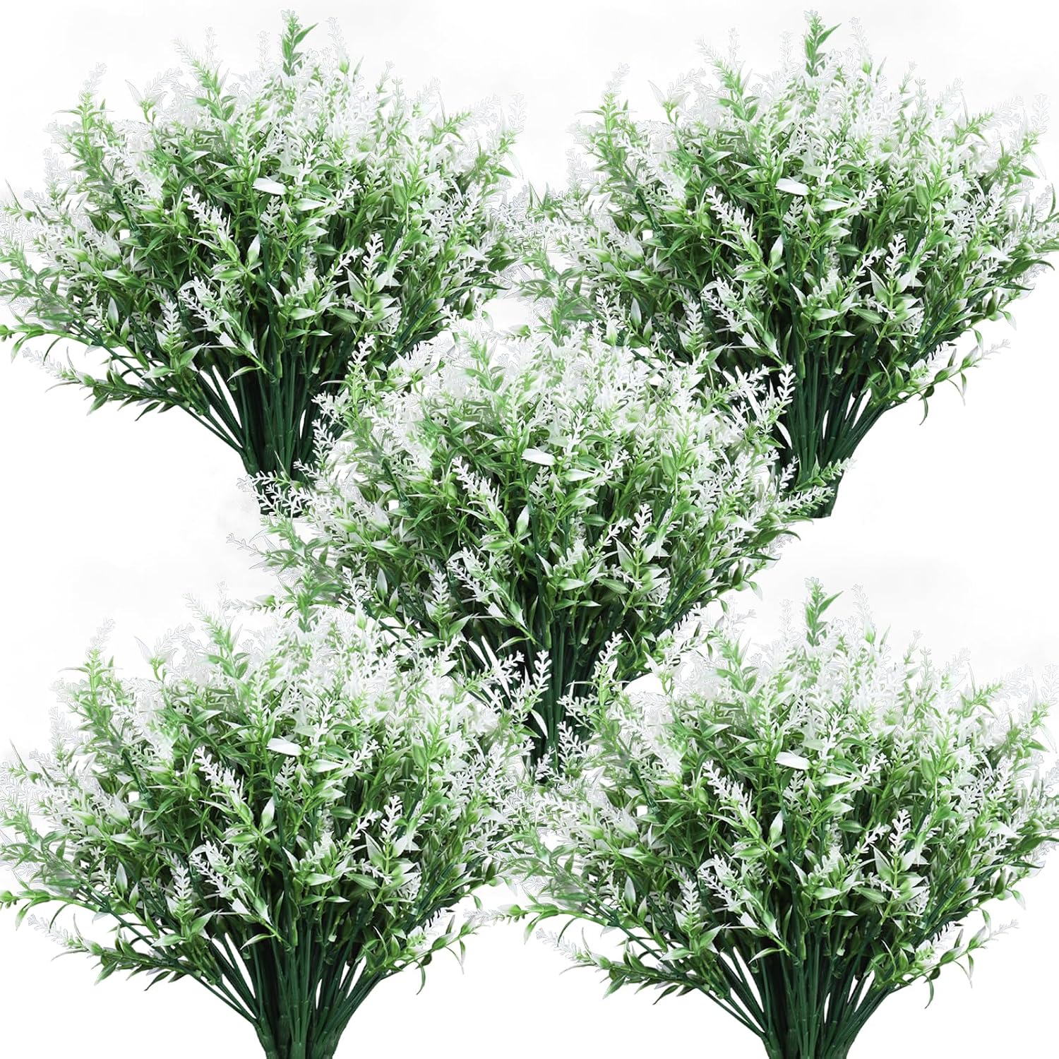 RECUTMS Artificial Greenery Lavender Fake Shrubs Flowers 8 Pcs UV Resistant