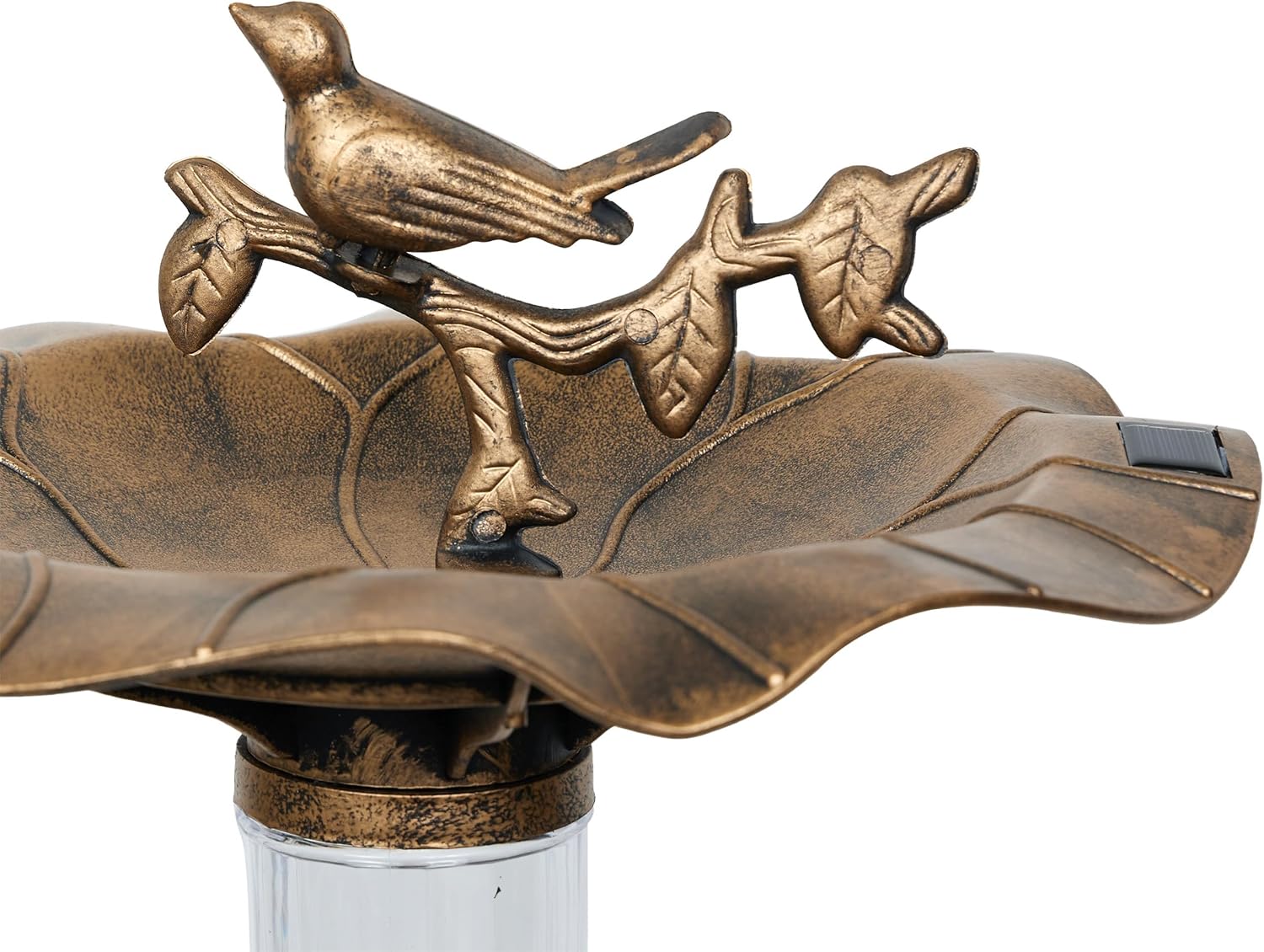 Alpine Corporation | 31" Tall Outdoor Birdbath with 2 Bird Figurines — Shallow and Wide Bird Feeder, Bronze Garden Accent