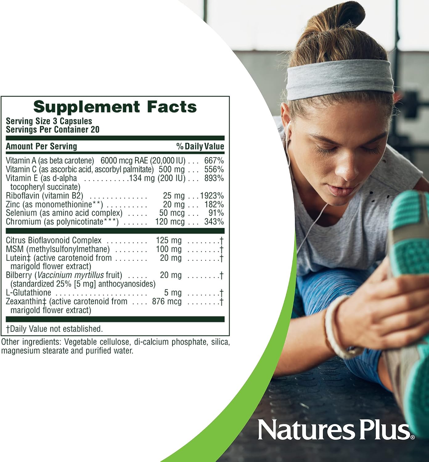 NaturesPlus Lutein Rx-Eye - 60 Capsules - Eye Function Support Supplement with Zeaxanthin & Antioxidants - Gluten Free - 20 Servings