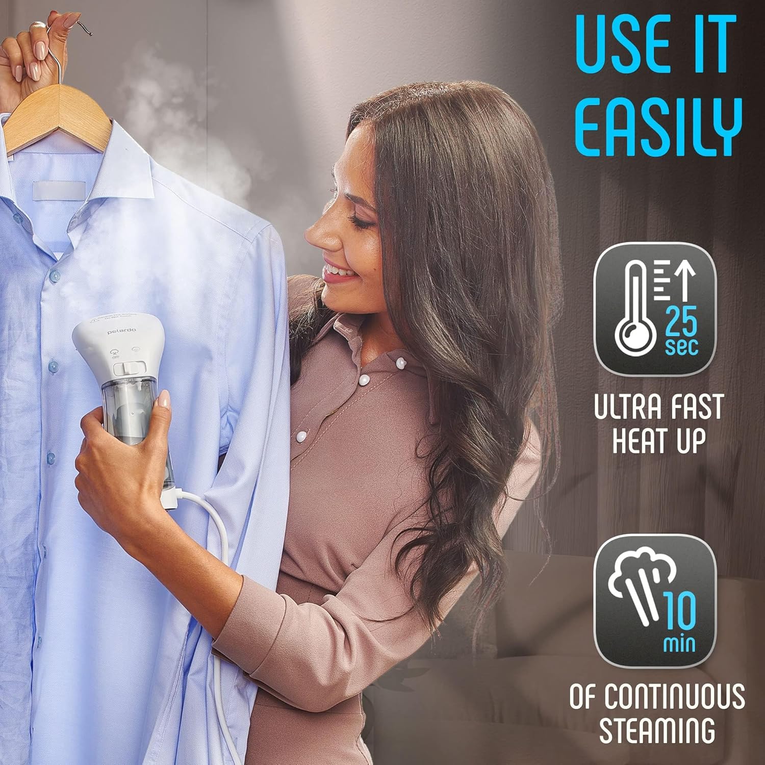 Polardo Travel Garment Steamer - Compact Portable Handheld Clothes Steamer with 360° Anti-Spill Technology
