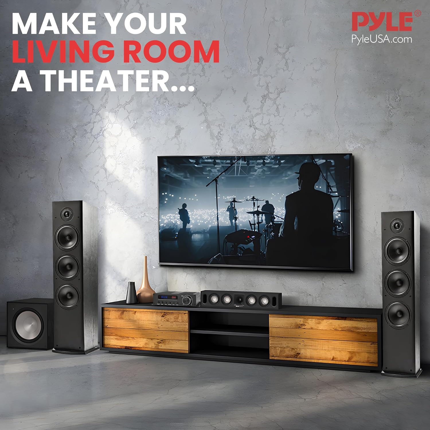 Pyle 100W 5 Channel Audio Amplifier - Wireless Bluetooth Home Theater Power Stereo Receiver with Surround Sound w/HDMI, AUX, FM Antenna