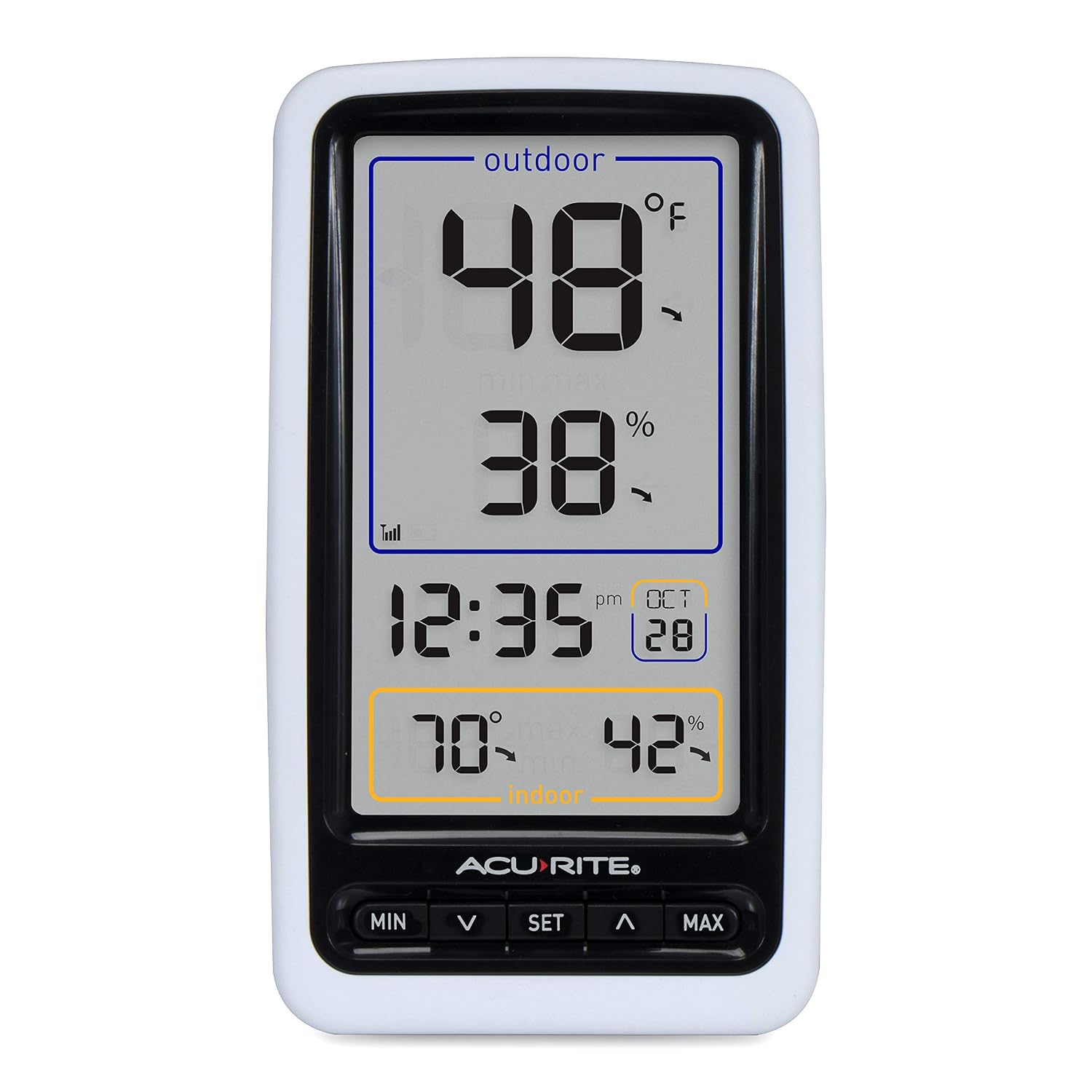 AcuRite Digital Thermometer with Indoor, Outdoor Temperature and Daily High and Lows (00424CA), White