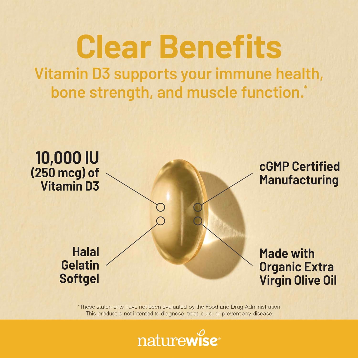 NatureWise Vitamin D3 5000IU Supplement, Immune Support, 360 Mini Softgels