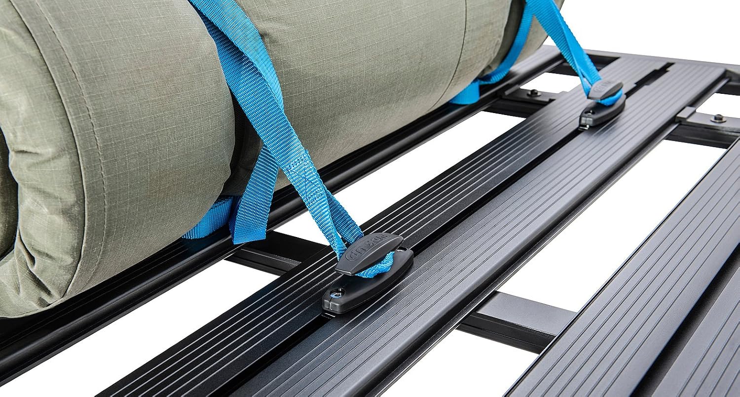 Rhino Rack Pioneer Platform Ratchet Tie Down Kit with Cleats, Easy Use & Installation, Heavy Duty, for All Vehicles, Low Profile, 2 Tie Down Straps