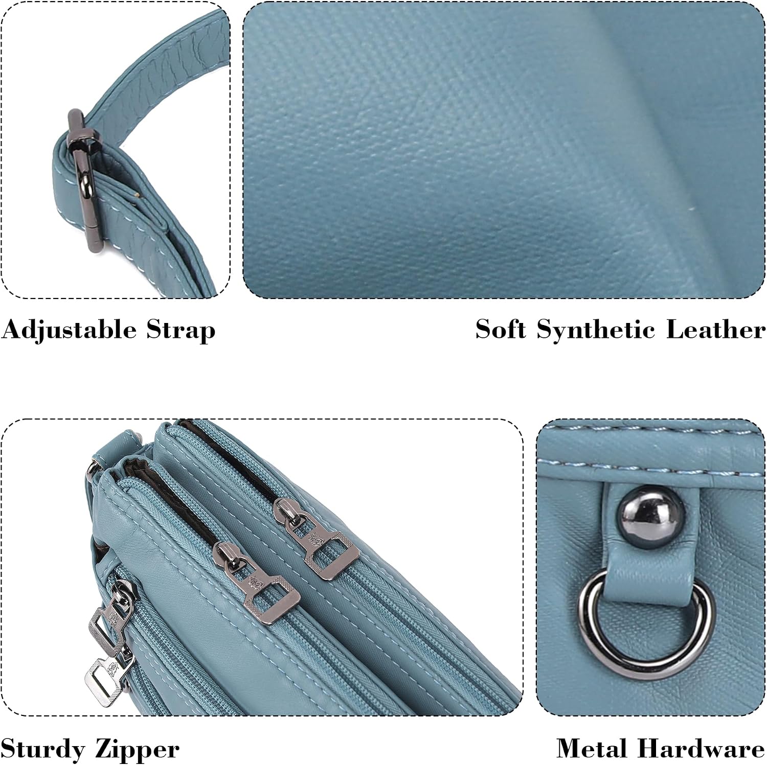 MINICAT Multi Pocket Small Crossbody Purses for Women Everyday Shoulder Bag | Lightweight Organizer, Cross body Bag with Multiple Zipper Pockets, Vegan Leather, Phone Purse for Travel Casual Daily