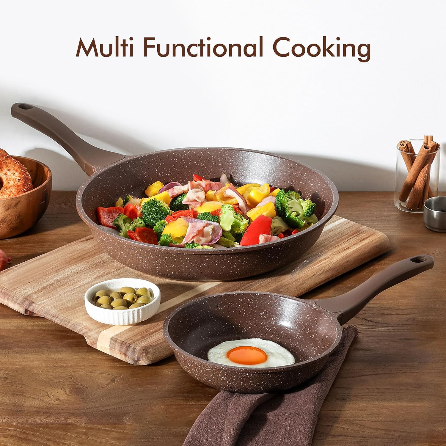 SENSARTE Nonstick Frying Pan Skillet, Swiss Granite Coating Omelette Pan, Healthy Stone Cookware Chef's Pan