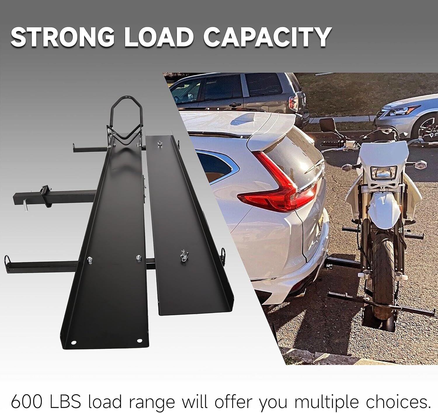 ECOTRIC 600LBS Black Motorcycle Carrier Mount Dirt Bike Rack Hitch Hauler |