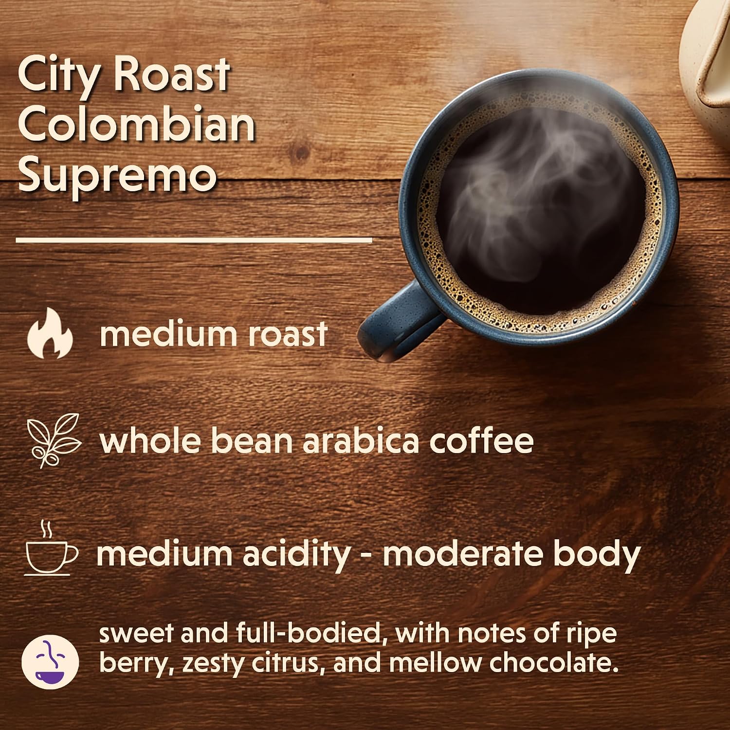 Coffee Bean Direct French Roast Colombian Supremo, Whole Bean, 1lb Bag | Dark Roast, Single Origin Arabica Coffee Beans