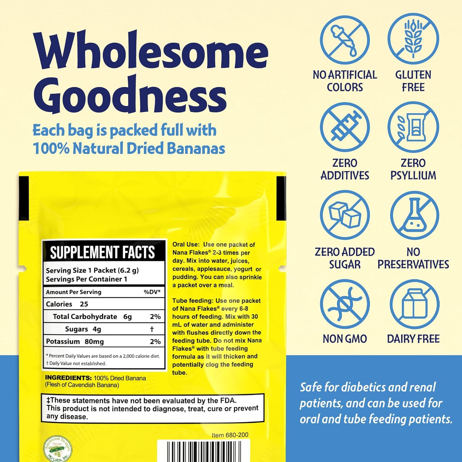 Nutritional Designs Nana Flakes Anti-Diarrheal Banana Powder, IBS Relief & Heart Burn Remedy