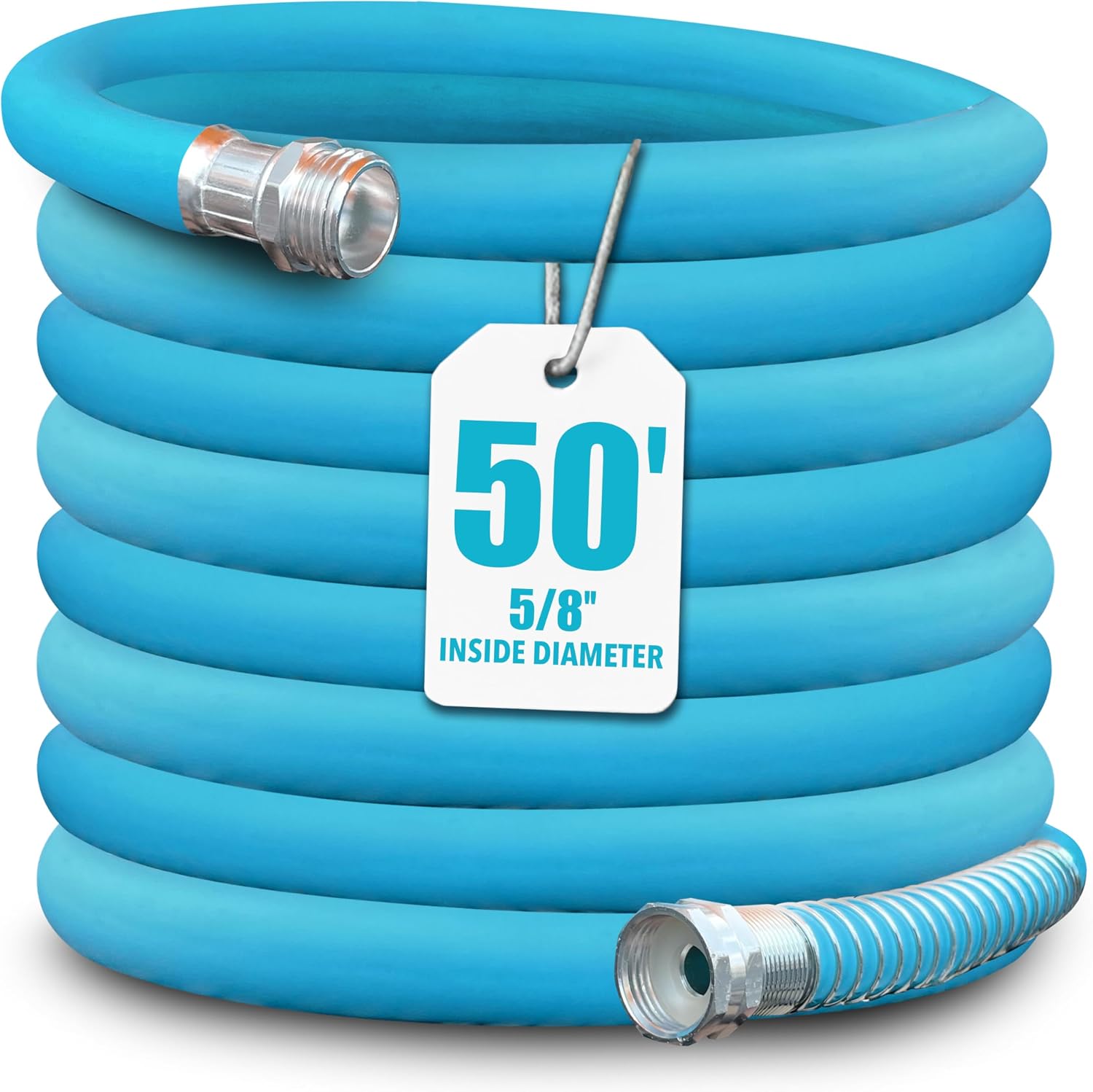 Aqua Joe AJPGH50-DWS Hybrid Polymer Flex Garden Hose, Kink-Free Hose, 450 PSI Max, 50 Feet Long, 5/8 Inches Wide