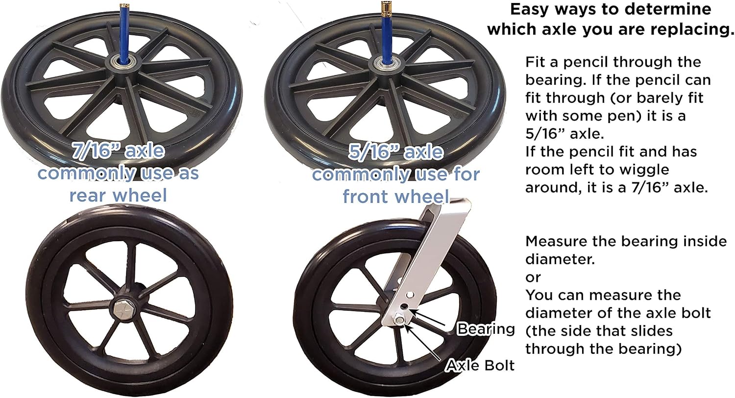 Caster Wheel, Hard Rubber Tire, 8" x 1"- 2 3/8" Hub Width, Fits Most Sunrise, Medline, Drive, Invacare, E&J, Guardian