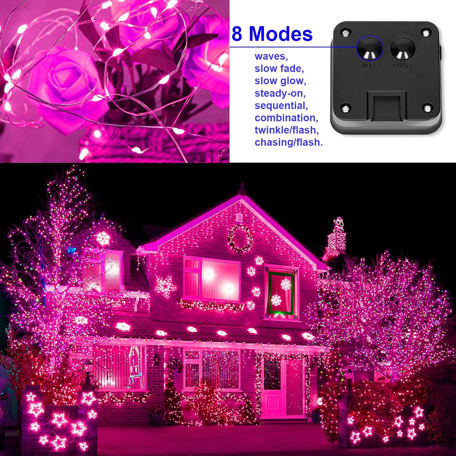 Solar Fairy String Lights, Cool White, 100Led, Outdoor Waterproof