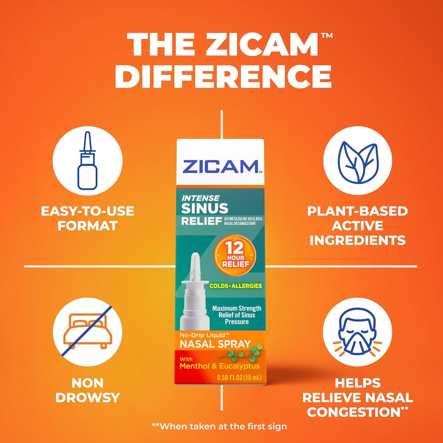 Zicam Intense Sinus Relief No-Drip Nasal Spray, 0.50 Fl Oz