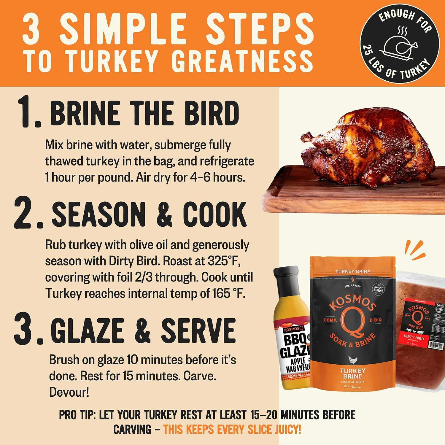 Kosmos Q Chicken Brine Soak, Brown Sugar & Worcestershire Spice Mix For Whole Bird, Breasts, Tenderloins, Grilling, Roasting, Smoking, Locks In Moisture, Savory Flavor, Easy Mix Directions, 16 Oz Bag
