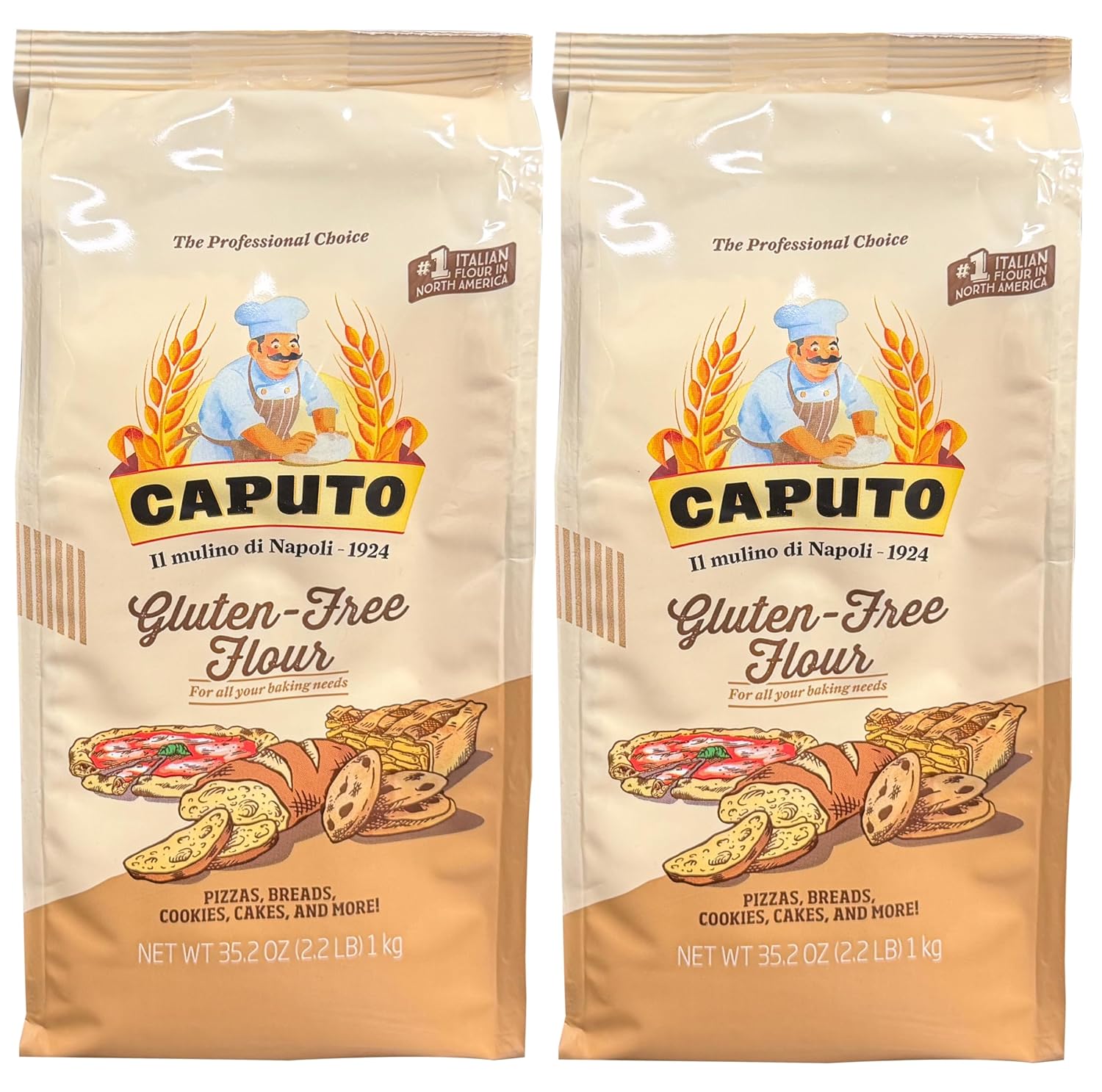 Antico Molino Napoli Antimo Caputo Pizza Flour, Gluten Free, 2.2 Pound (Pack of 2)
