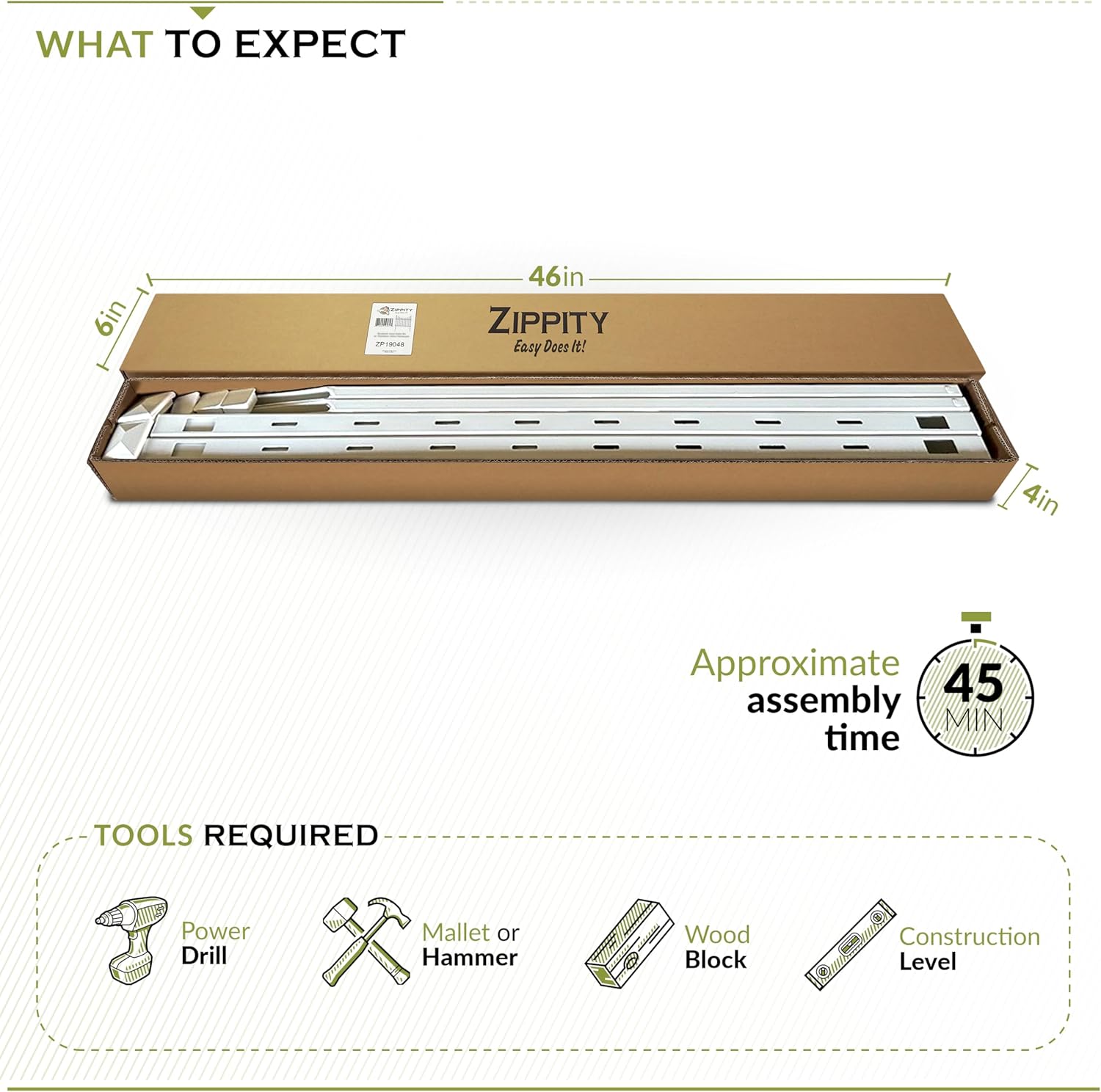 Zippity Washington Picket Gate, White Vinyl DIY No Dig Kit