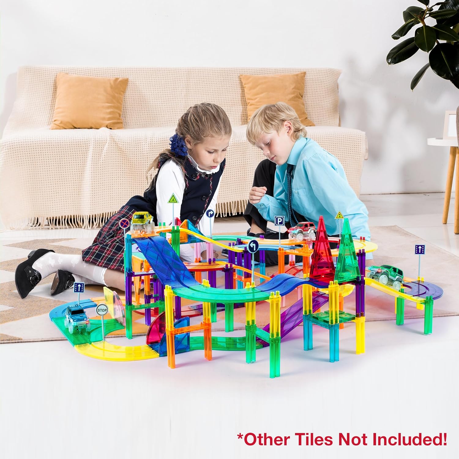 PicassoTiles Race Track Add-On Railway Magnetic Tiles STEM Construction Toy