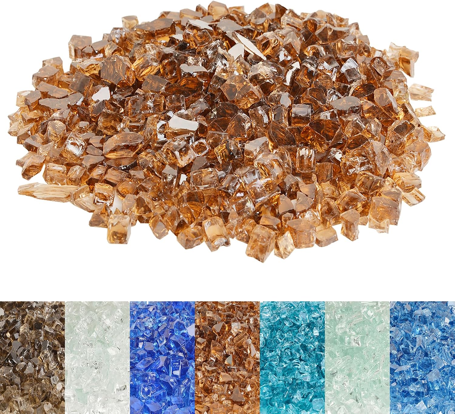 Skyflame 1/4" Pacific Blue Regular Fire Glass for Fire Pit Fireplace