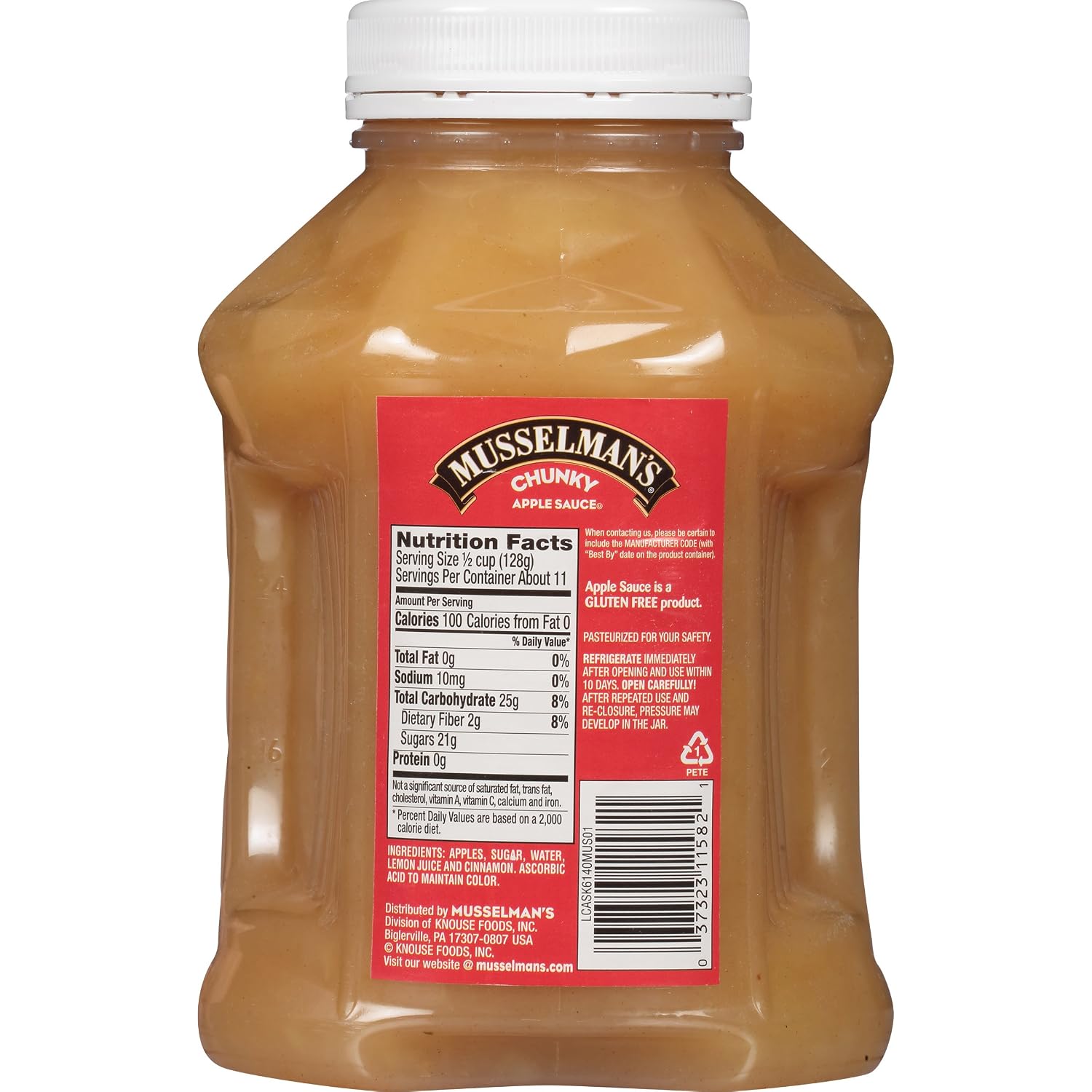 Musselman's Home Style Chunky Apple Sauce - low calorie, gluten free snack, low sodium, kosher, fat-free, no cholesterol, no high fructuse corn syrup, from 100% fresh American Grown Apples. (24oz x 12)