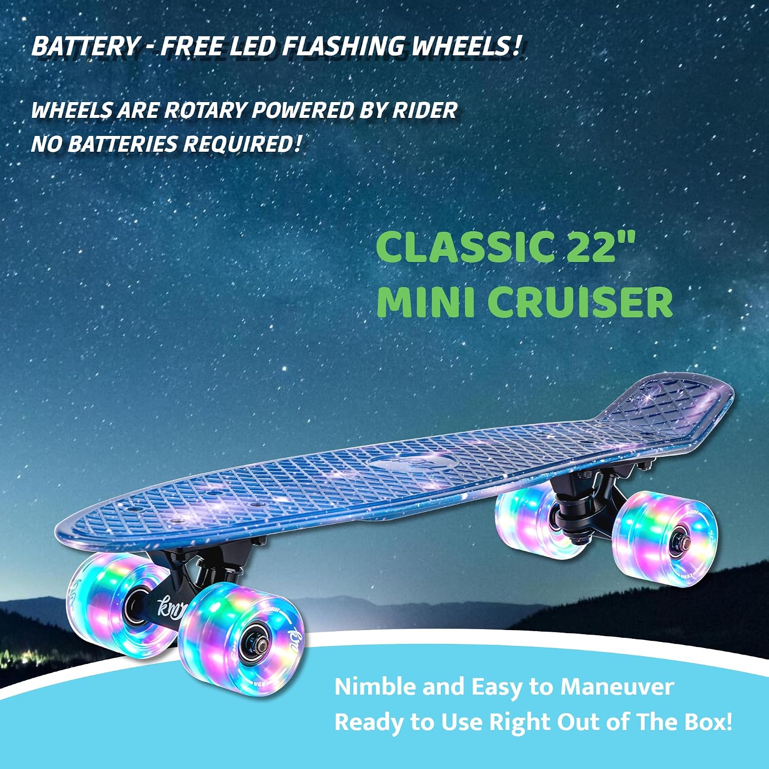 KMX Classic Retro Mini Cruiser Skateboard for Kids, Teens, Adults