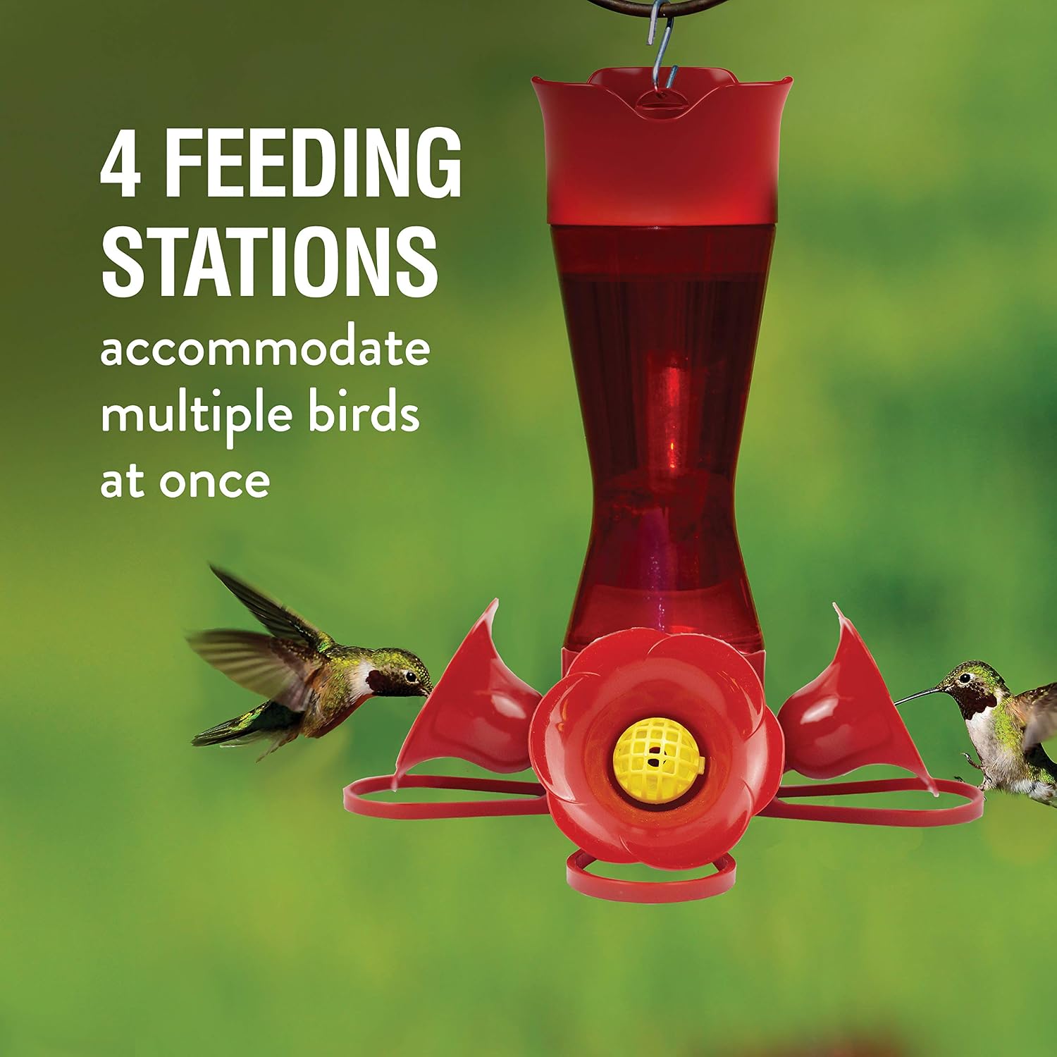 Perky-Pet Red Pinch-Waist Plastic Hummingbird Feeder, 8 oz Capacity | Built-in Bee Guards and Ant Moat for Outdoor Bird Feeding Station and Backyard Wildlife, Hummingbird Feeders for Outdoors