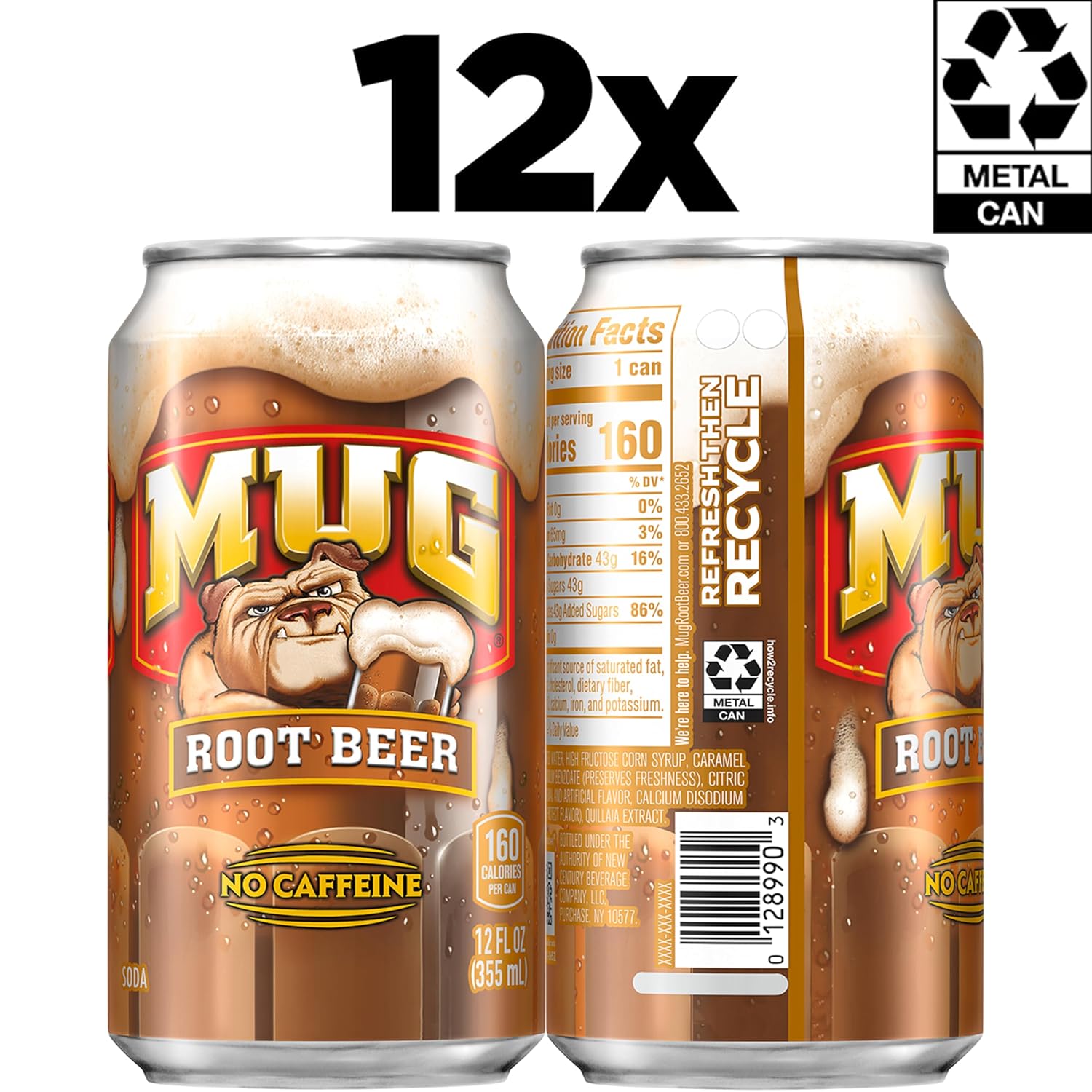 Mug Root Beer, 12 Fl Oz Cans (Pack of 12)