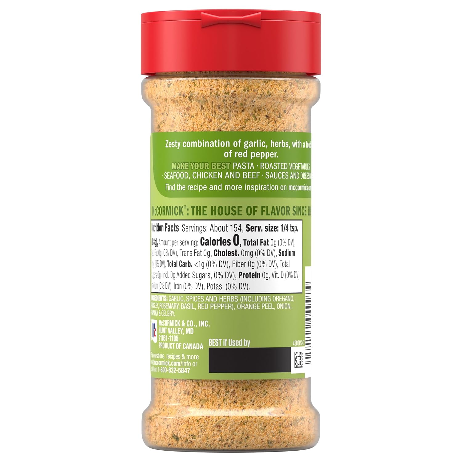 McCormick Salt Free Garlic and Herb Seasoning, 4.37 oz