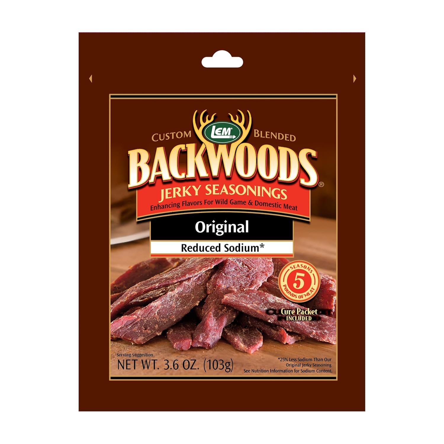 LEM Products Backwoods Reduced Sodium Original Jerky Seasoning, 3.6 oz