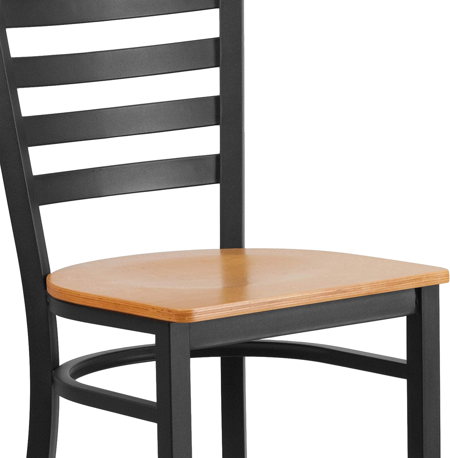 Flash Furniture Hercules Series Ladder Back Metal Restaurant Barstool, Modern Upholstered Armless Bar Height Chair for Restaurants and Kitchens, Black | Vinyl Upholstery, Durable Construction, Commercial Use