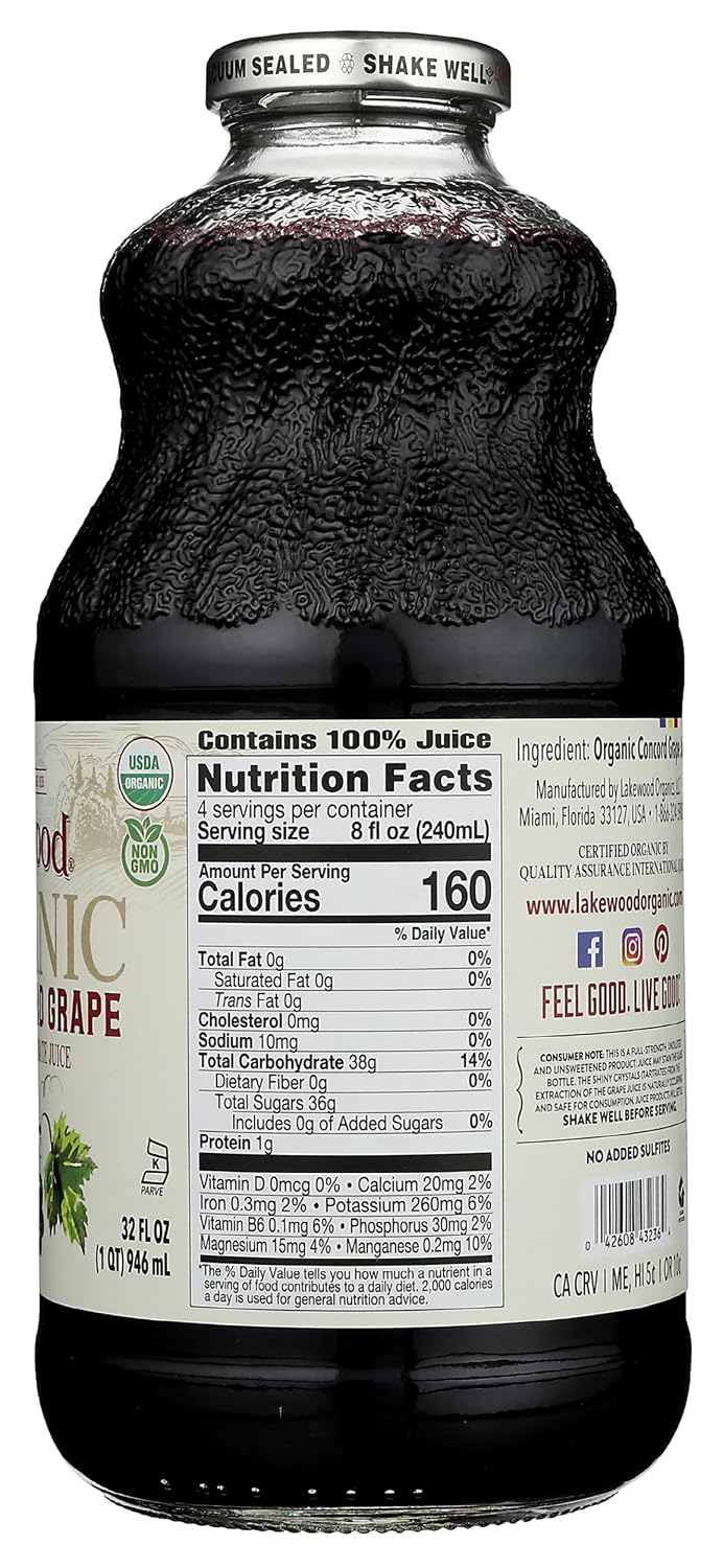 Lakewood Organic Pure Concord Grape Juice, 32 oz