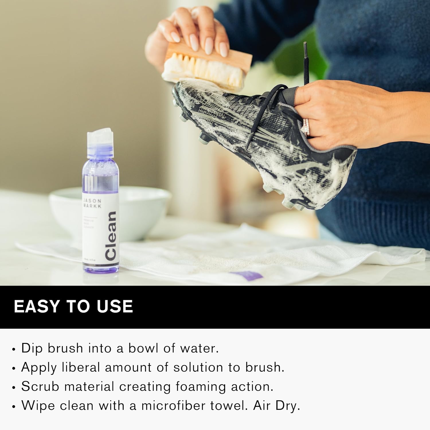 Jason Markk Essential Kit, Shoe Cleaner, 2-Piece Set, Deep Cleaning Solution & Durables Brush, Sneaker Care, Ideal for Footwear, Safe for Midsoles
