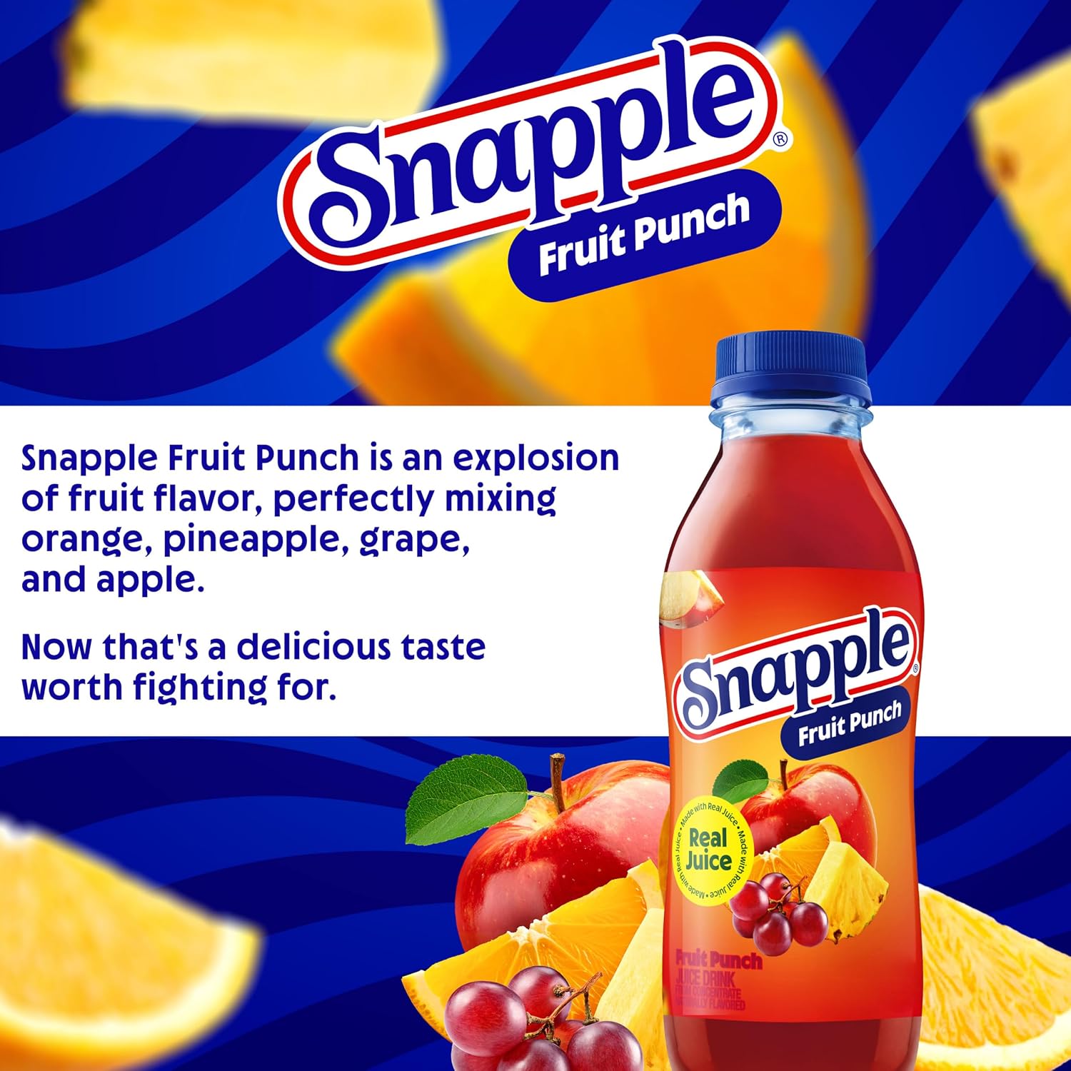 Snapple Apple Juice Drink, 16 Fl Oz Recycled Plastic Bottle, All Natural, No Artificial Flavors Or Sweeteners, Gluten-free, Contains 10% Real Juice 12 Pack