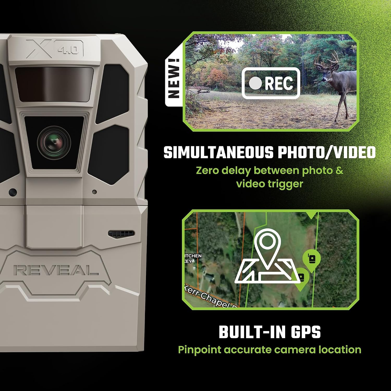 TACTACAM Reveal X 4.0 Cellular Trail Camera + FlexPack R5 + Solar R5 (2PK) | Power Bundle – Night Vision, Waterproof, 4K Photo, 1080p Video