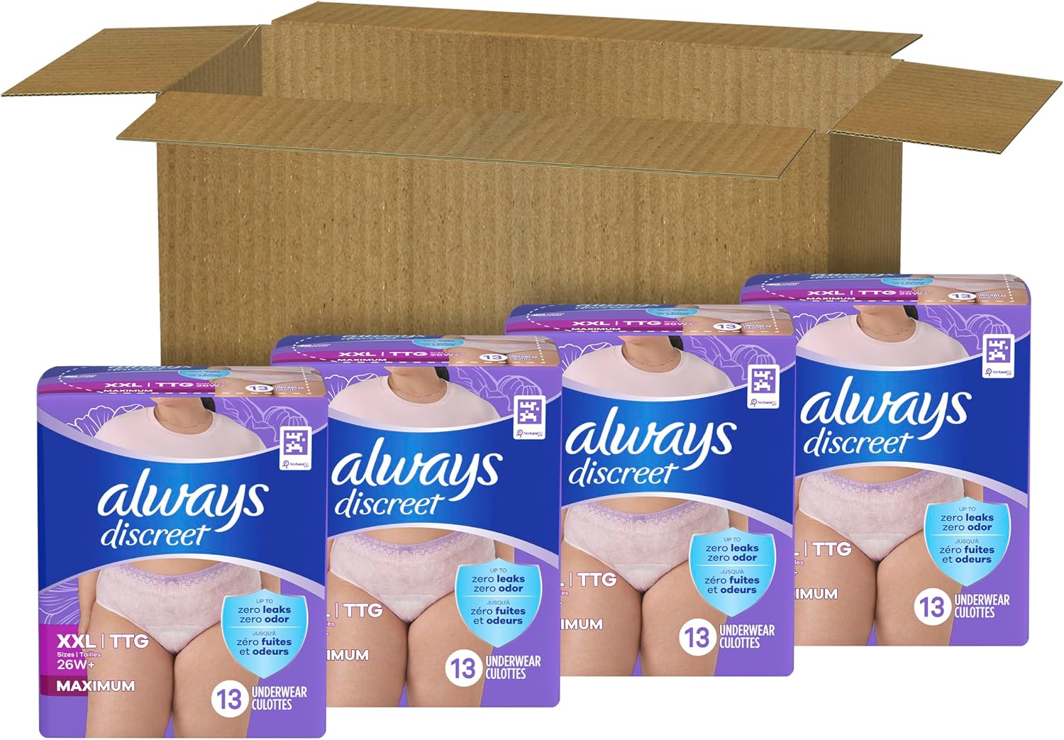 Always Discreet Adult Diapers for Women, Incontinence Underwear, Postpartum Essentials, Disposable Briefs, Max Absorbency, Bladder Leak Protection, Small/Medium, 32ct