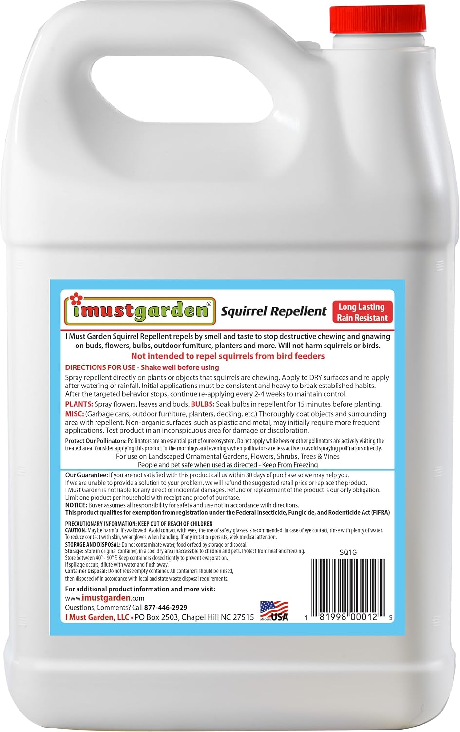 I Must Garden Squirrel Repellent: Stops Chewing on Plants/Furniture - 1 Gal