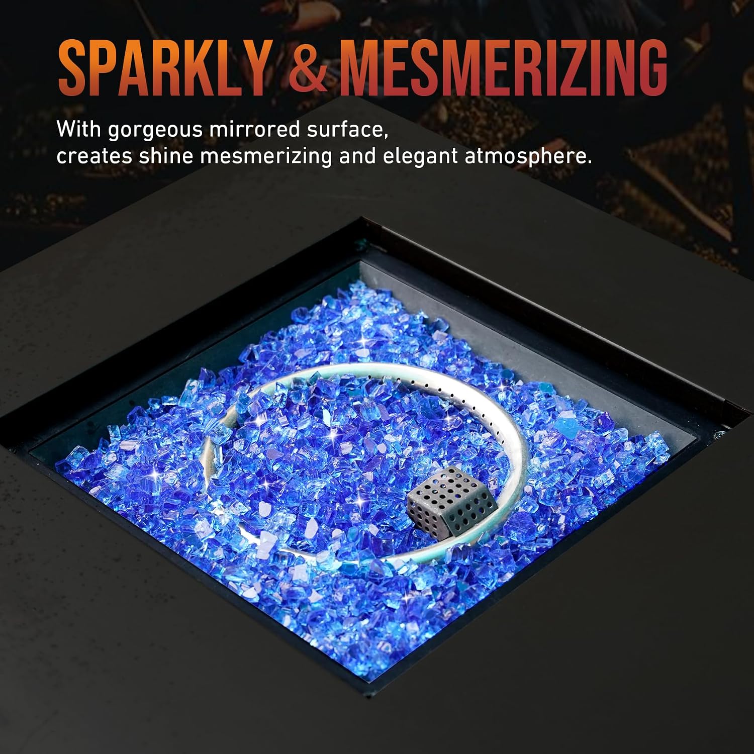 Skyflame 1/4" Pacific Blue Regular Fire Glass for Fire Pit Fireplace
